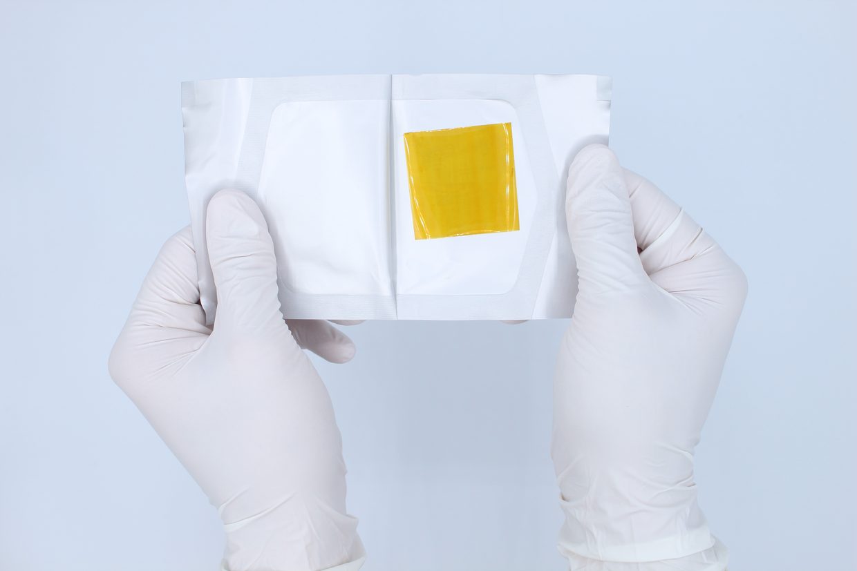 The pouch open, with the matrix inside