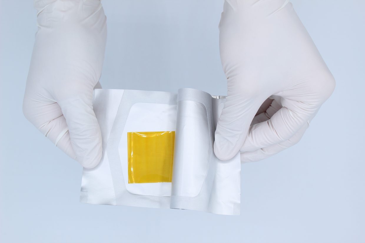 Microlyte® in its sterile pouch, being opened